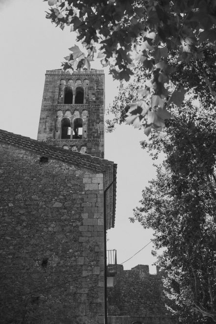 Black and white photograph of the church