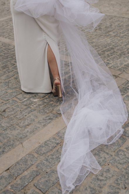 Photograph of the tail of the bride's veil